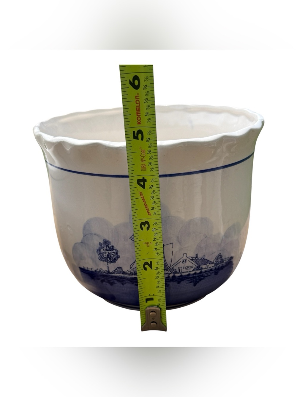 Vintage Delft Blue Dutch Windmill Ceramic Planter Cachepot Set Cottagecore Bowls - Picture 6 of 12